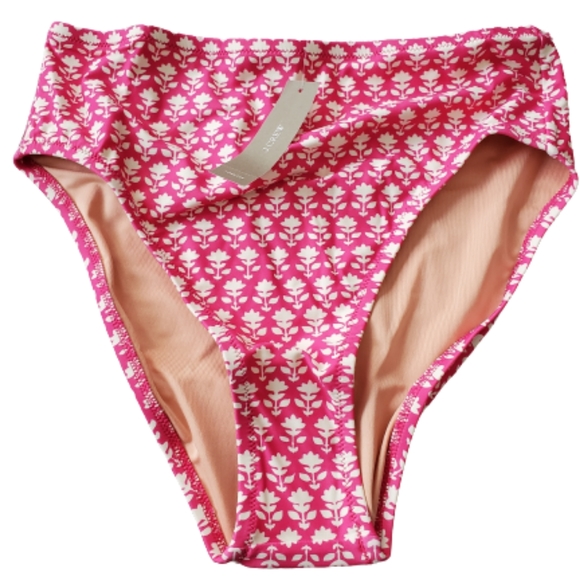 J.Crew floral moderate coverage high waist bikini bottoms, small, pink - Picture 5 of 10